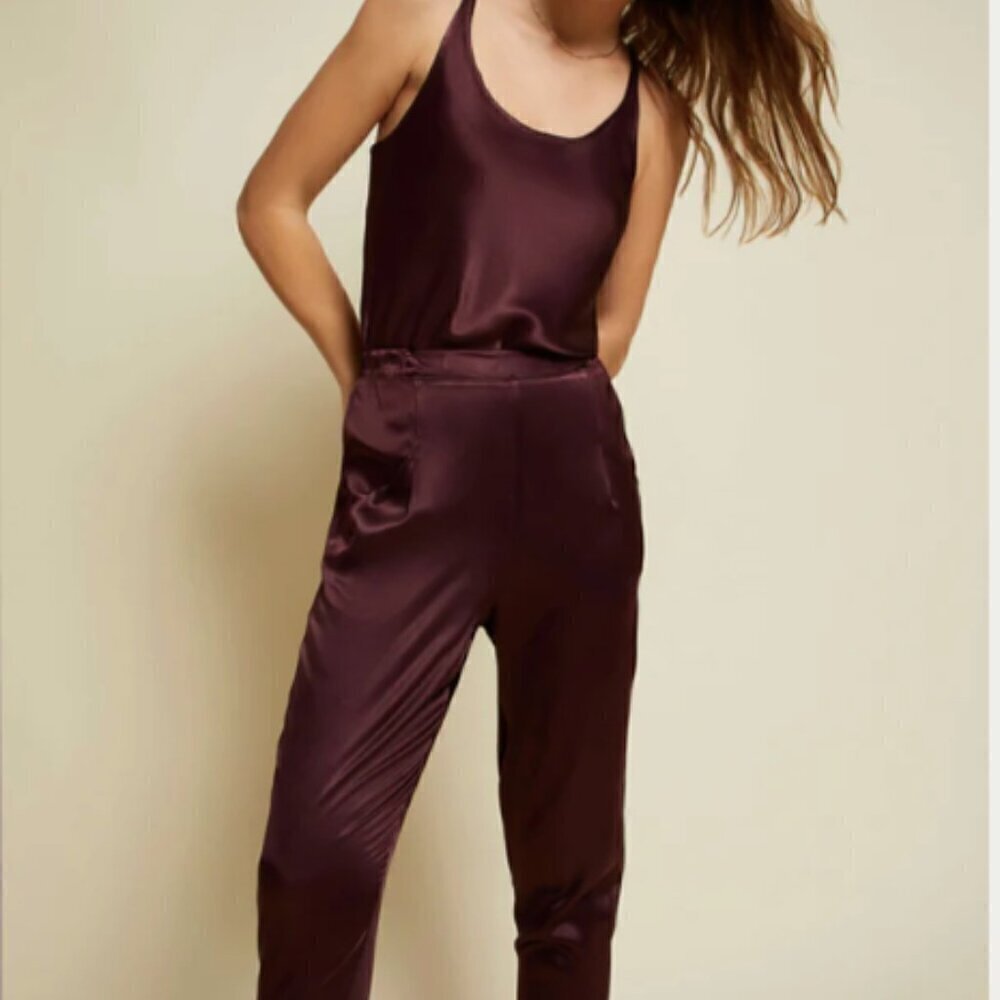Nation LTD Madrid Hammered Satin Pants Sangre Barrel Leg Pull On Medium